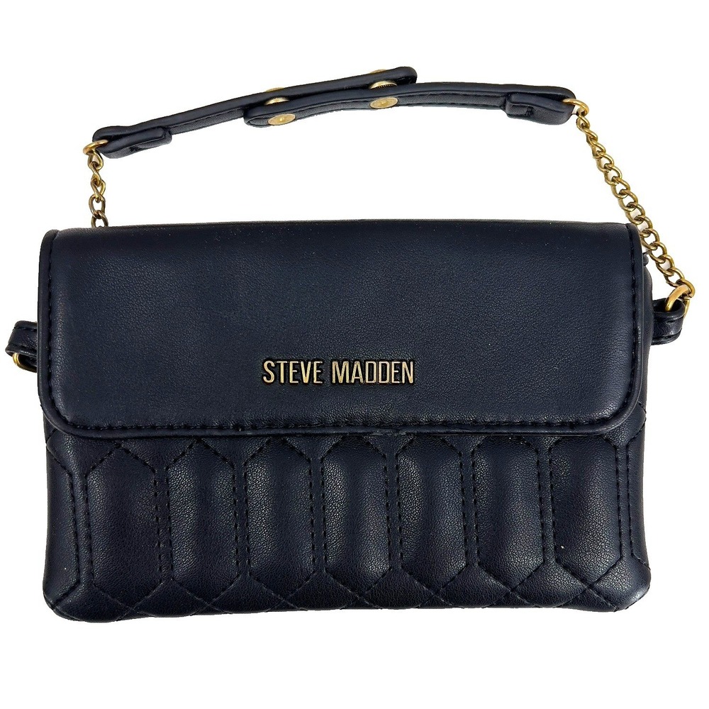 Steve Madden Mini Quilted Handbag Chain Strap Mini Tote‎ Purse Snaps